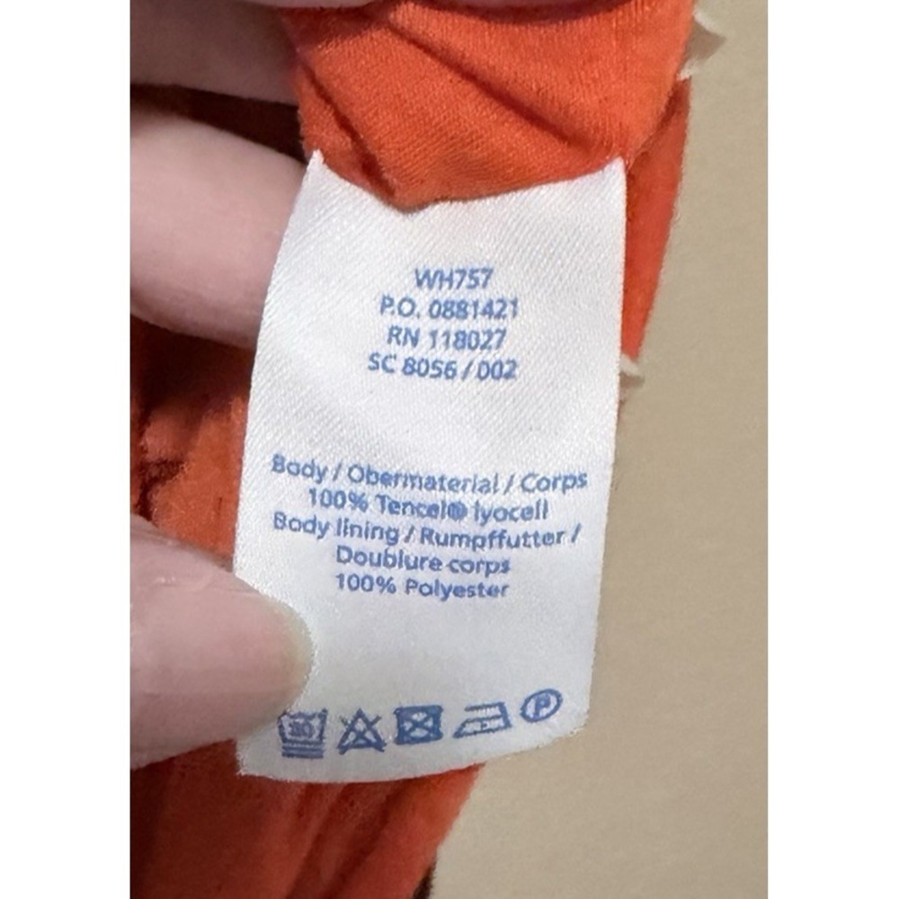 BODEN Dress Floral SZ 10 L Midweight Lined Orange Blue Cinched waist - Picture 6 of 7